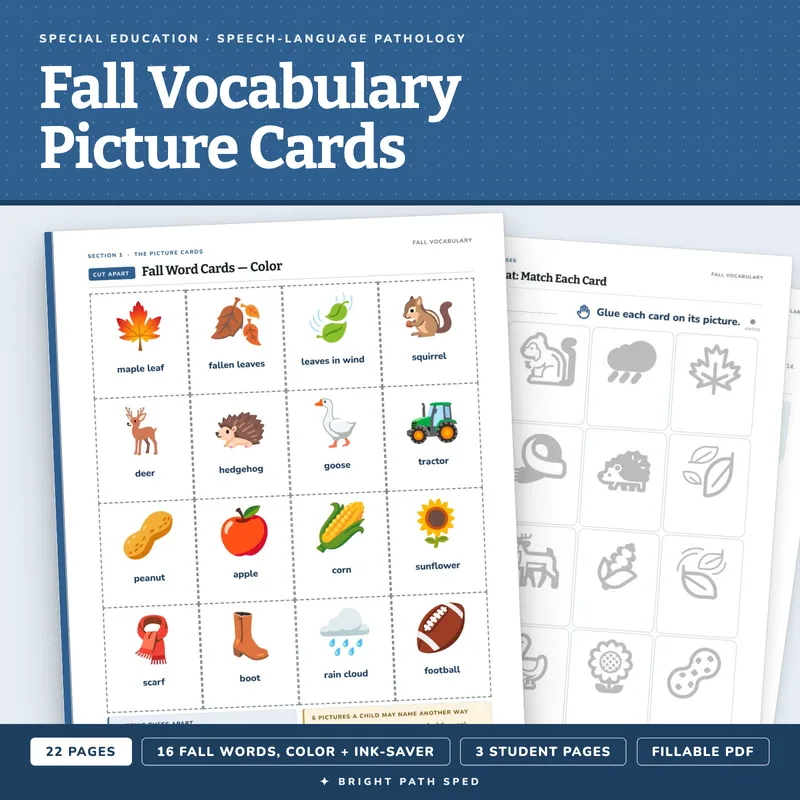 Fall Vocabulary Picture Cards, image 1 of 4