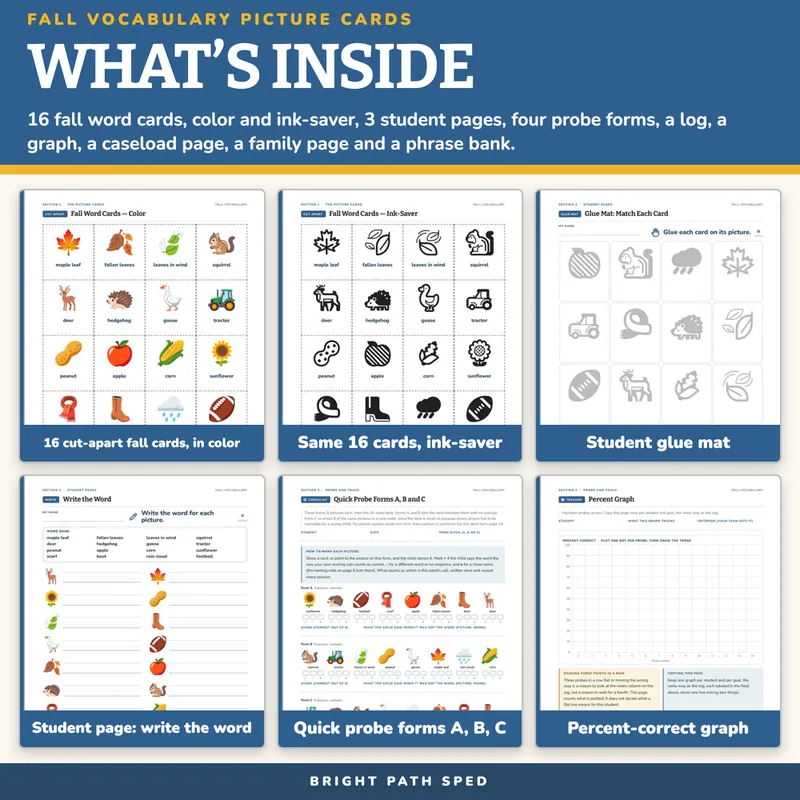 Fall Vocabulary Picture Cards, image 2 of 4