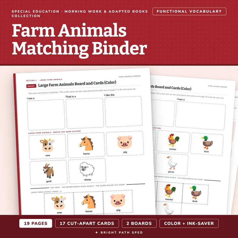 Farm Animals Matching Binder, image 1 of 4