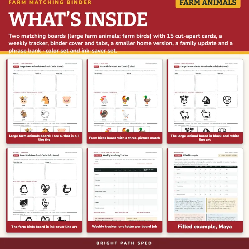 Farm Animals Matching Binder, image 2 of 4