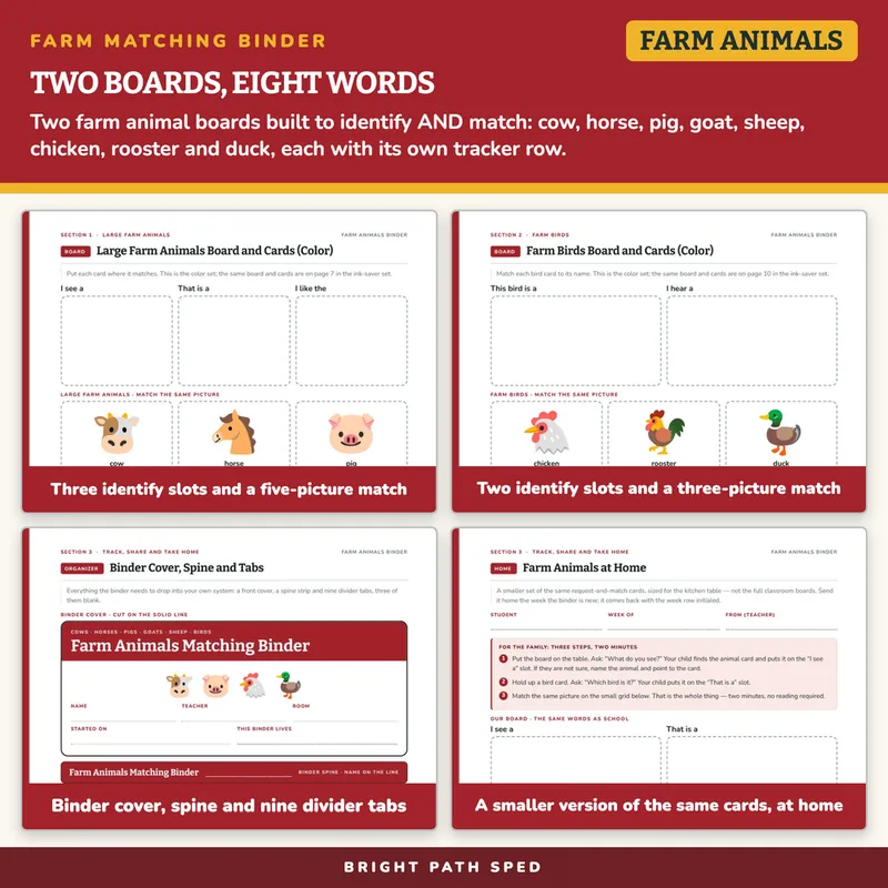 Farm Animals Matching Binder, image 3 of 4
