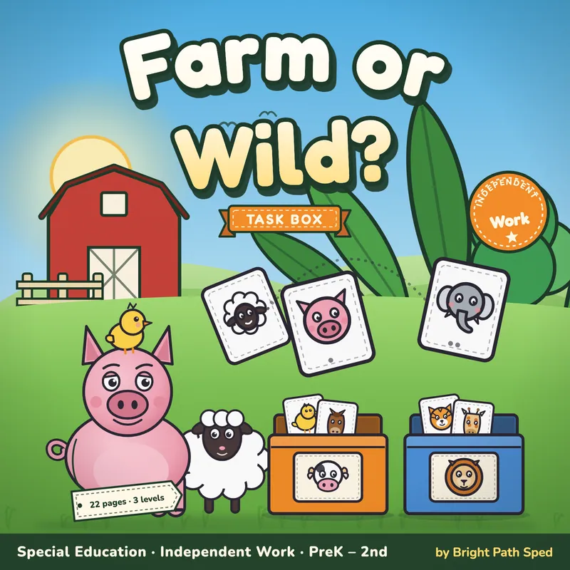 Farm vs Wild Animals Sort Task Box, image 1 of 4