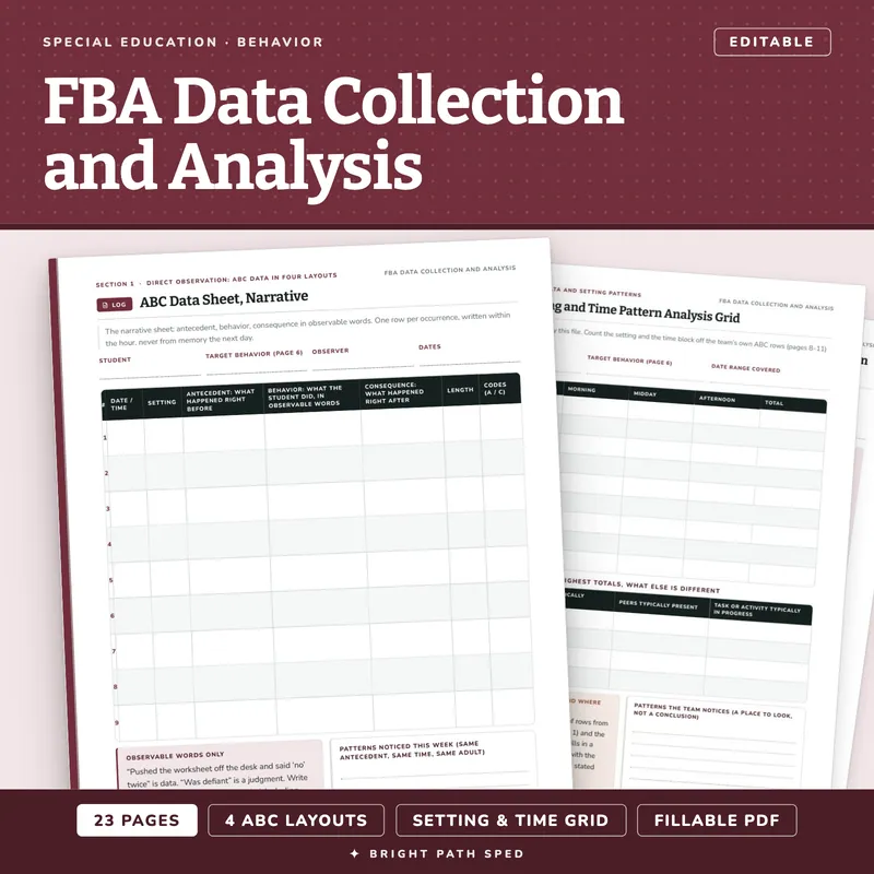 FBA Data Collection and Analysis Editable, image 1 of 4
