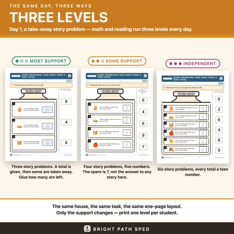 February Print and Go Month 6 SPED Lesson Plans Math Reading Social Skills, image 3 of 4