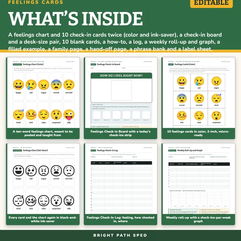 Feelings Chart and Check-In Cards, image 2 of 4