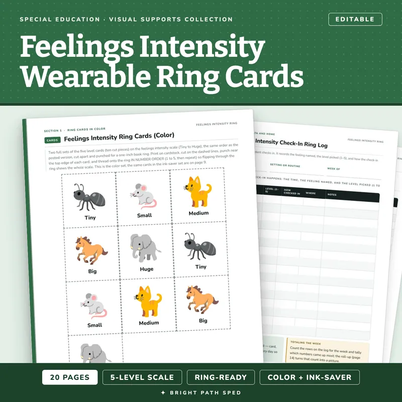 Feelings Intensity Wearable Ring Cards for Special Education, image 1 of 4