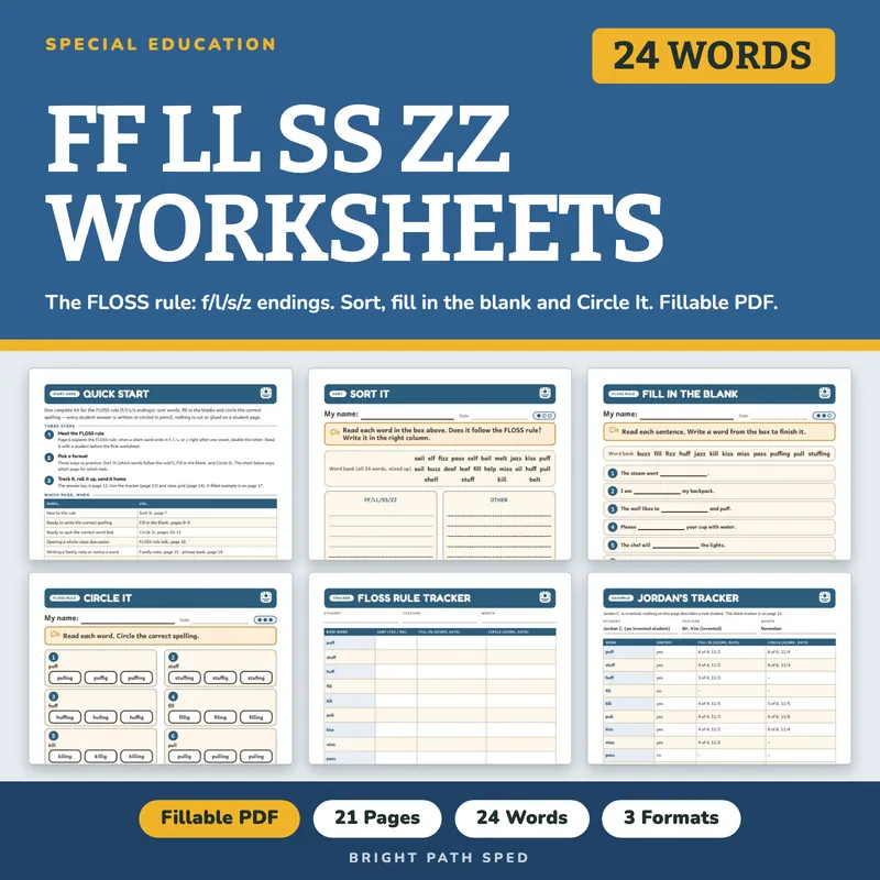 FF LL SS ZZ Worksheets, image 1 of 4