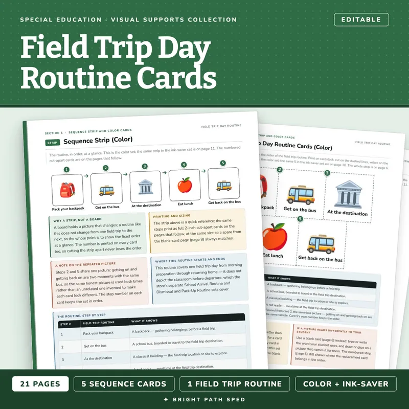 Field Trip Day Routine Visual Schedule Cards, image 1 of 4