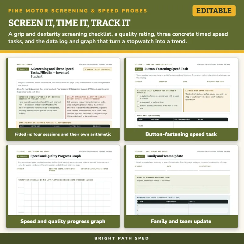 Fine Motor Screening and Speed Probes Editable, image 3 of 4