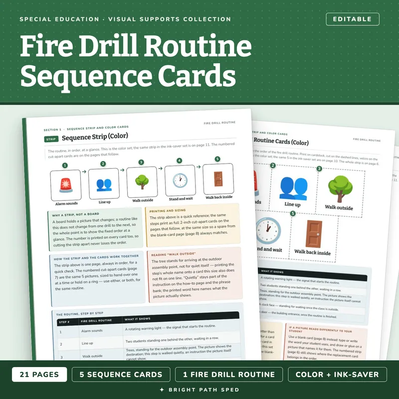 Fire Drill Routine Visual Schedule Cards, image 1 of 4