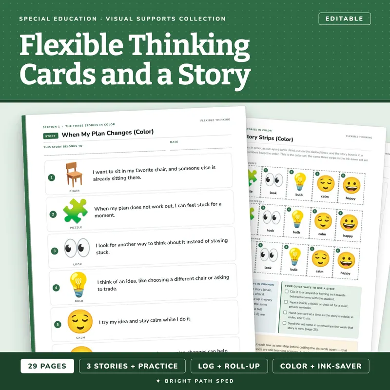 Flexible Thinking Picture Cards and Social Story, image 1 of 4