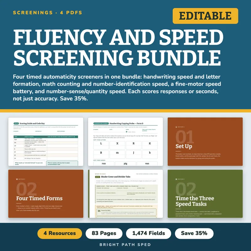 Fluency and Speed Screening Probes Bundle, image 1 of 3
