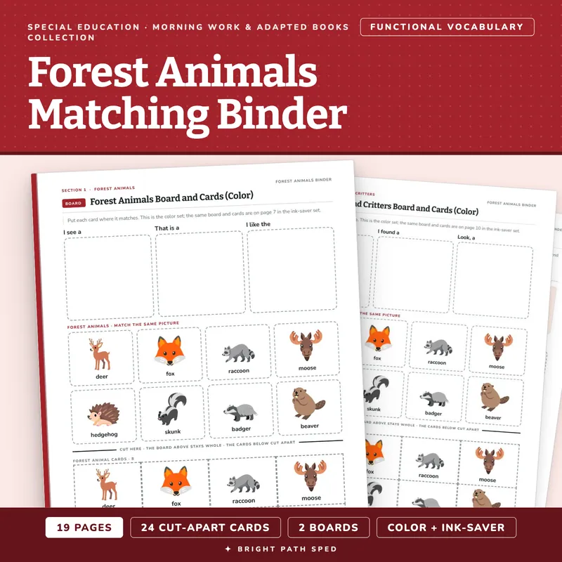 Forest Animals Matching Binder, image 1 of 4