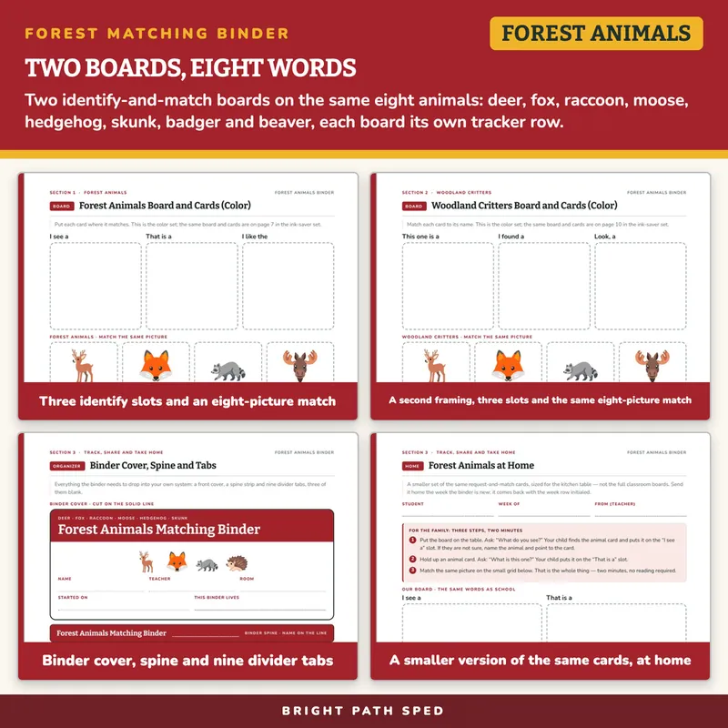 Forest Animals Matching Binder, image 3 of 4