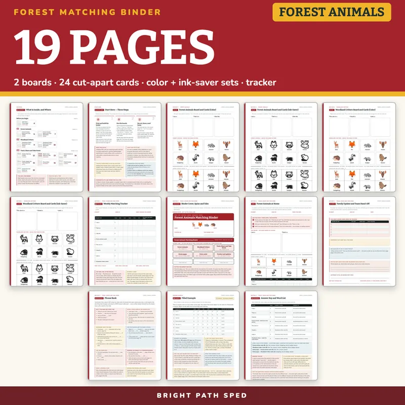 Forest Animals Matching Binder, image 4 of 4