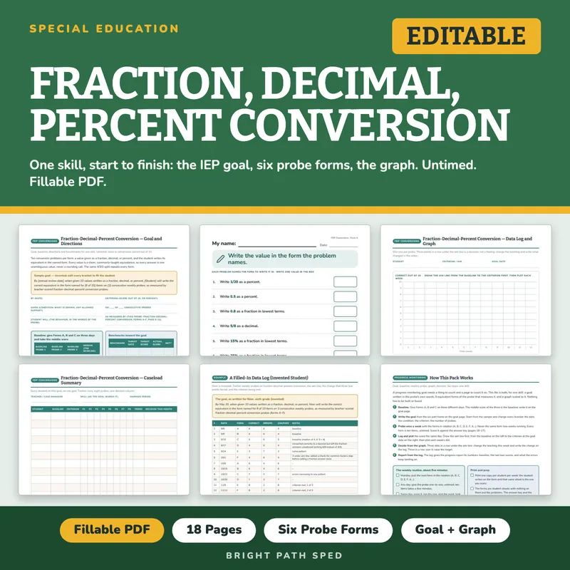 Fraction Decimal Percent Conversion Progress Monitoring Probes, image 1 of 4