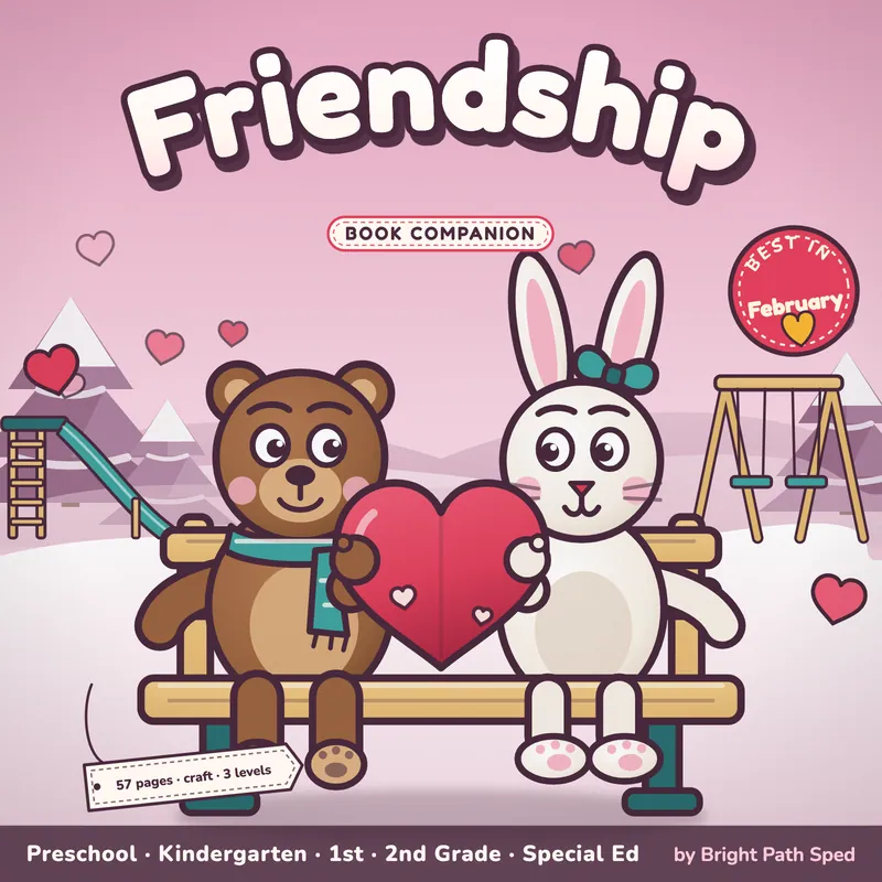 Friendship Book Companion February Preschool Kindergarten 1st 2nd Special Ed, image 1 of 4