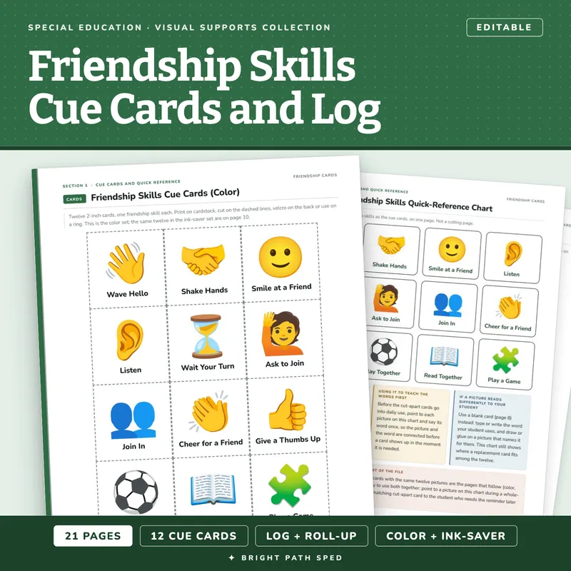 Friendship Skills Cue Cards and Log, image 1 of 4