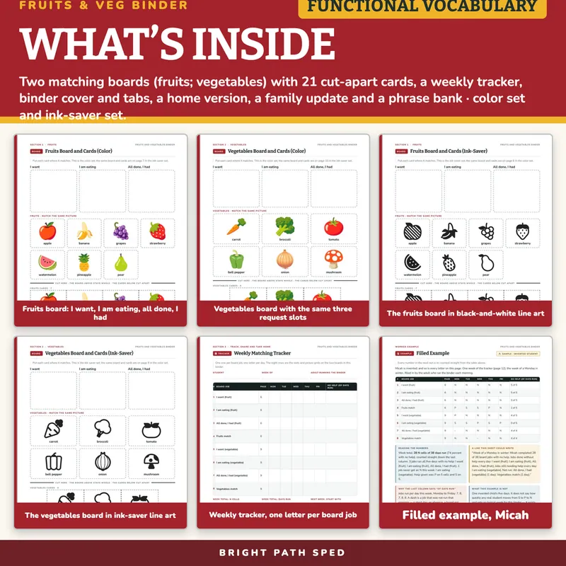 Fruits and Vegetables Matching Binder, image 2 of 4