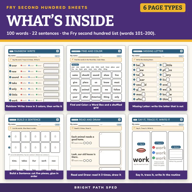 Fry Second Hundred Sight Word Worksheets, image 2 of 4