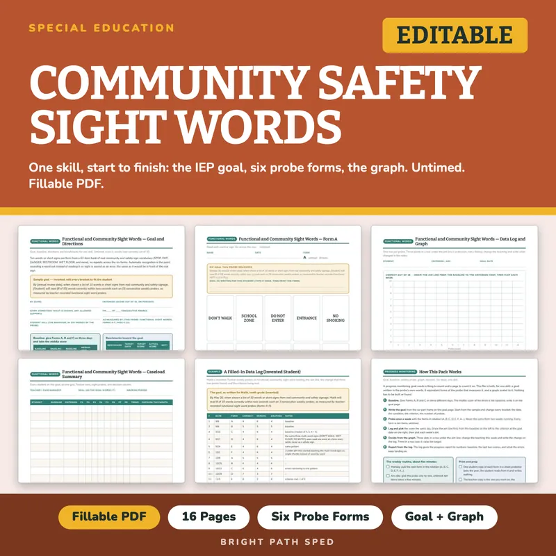 Functional Sight Words Progress Monitoring Probes, image 1 of 4