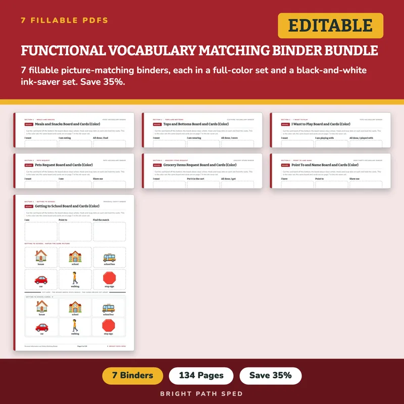 Functional Vocabulary Matching Binder Bundle, image 1 of 3