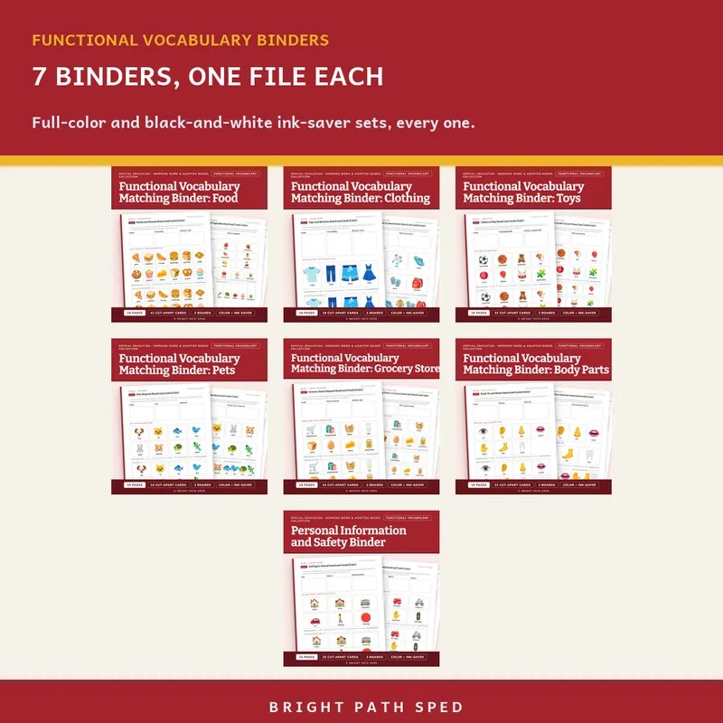 Functional Vocabulary Matching Binder Bundle, image 2 of 3