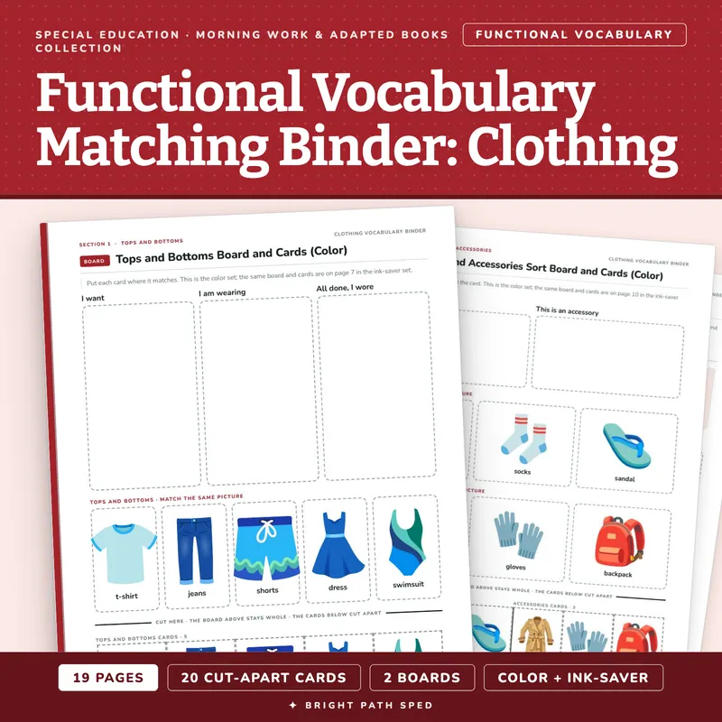 Functional Vocabulary Matching Binder: Clothing, image 1 of 4