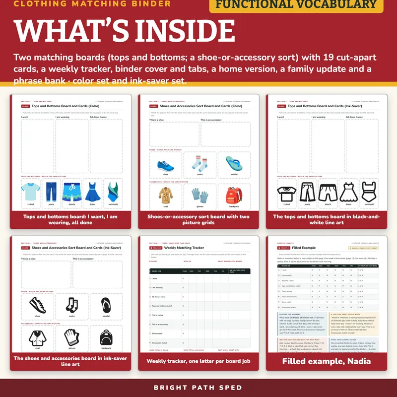 Functional Vocabulary Matching Binder: Clothing, image 2 of 4