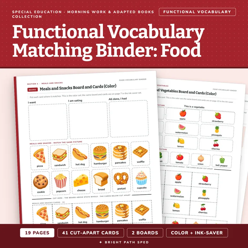 Functional Vocabulary Matching Binder: Food, image 1 of 4