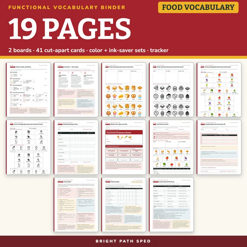 Functional Vocabulary Matching Binder: Food, image 4 of 4