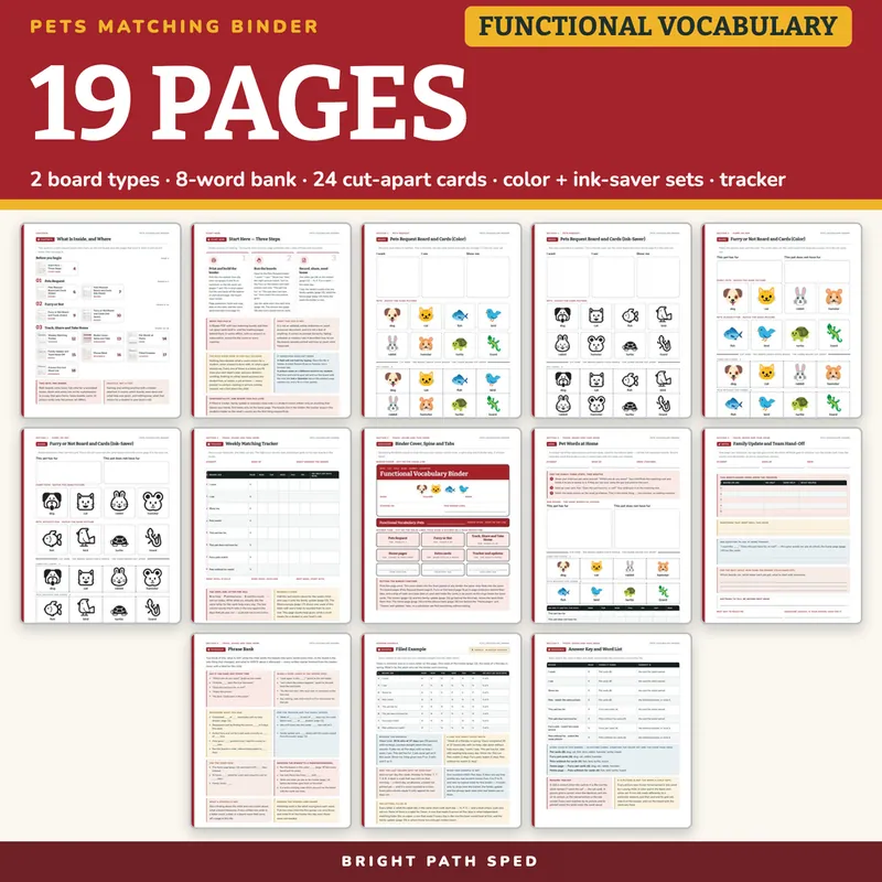 Functional Vocabulary Matching Binder: Pets, image 4 of 4