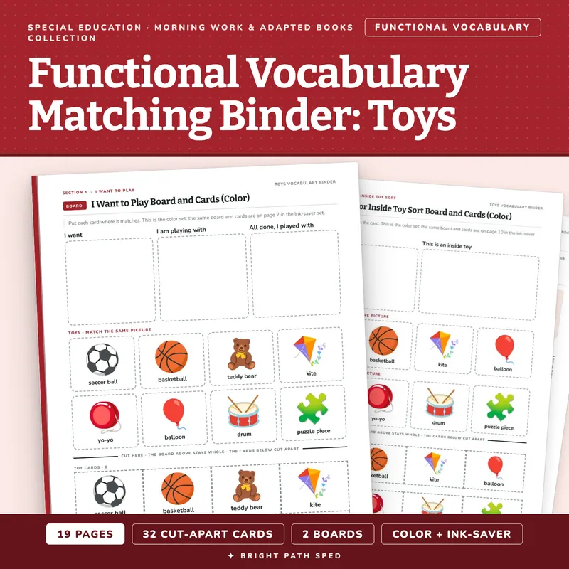 Functional Vocabulary Matching Binder: Toys, image 1 of 4
