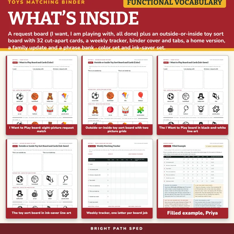 Functional Vocabulary Matching Binder: Toys, image 2 of 4