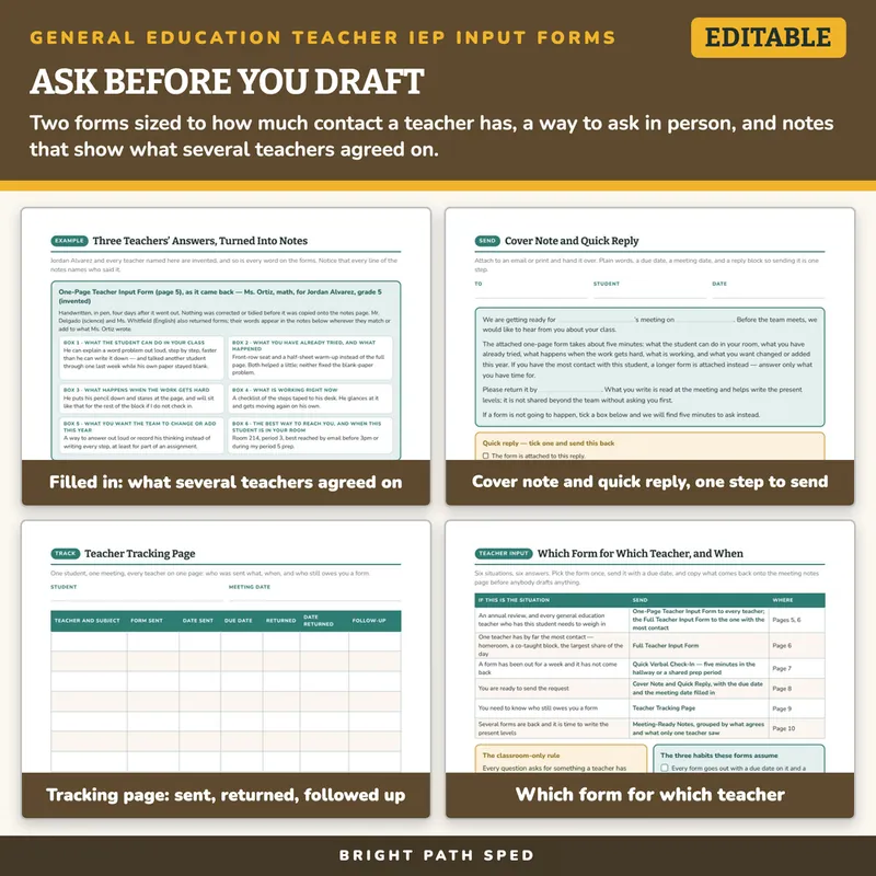 General Education Teacher IEP Input Forms Editable, image 3 of 4