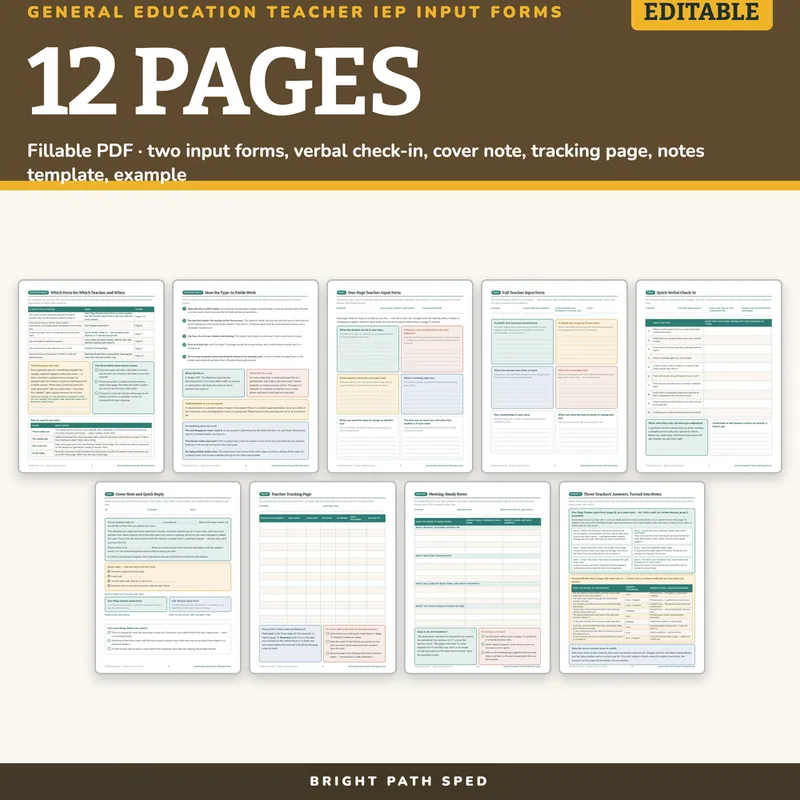 General Education Teacher IEP Input Forms Editable, image 4 of 4