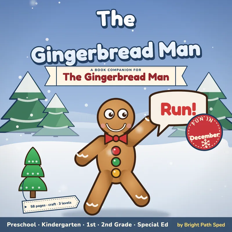 Gingerbread Man Craft and Book Companion PreK K 1st 2nd Grade Special Ed, image 1 of 4