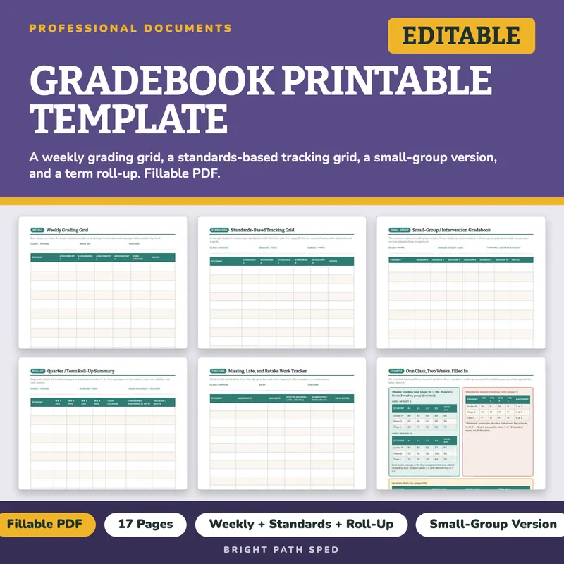 Gradebook Printable Template Editable, image 1 of 4