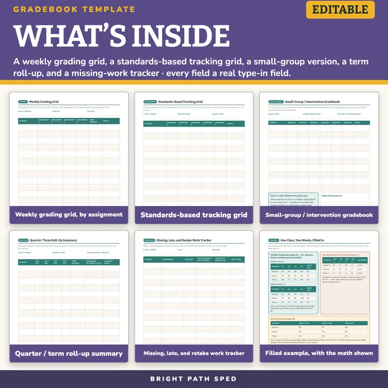 Gradebook Printable Template Editable, image 2 of 4