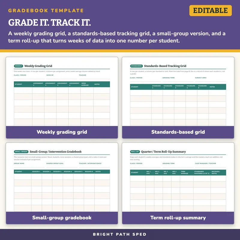 Gradebook Printable Template Editable, image 3 of 4