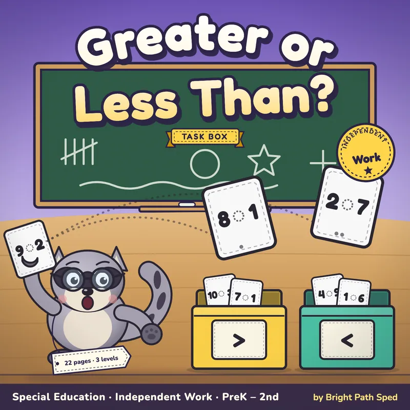 Greater or Less Than Number Sort Task Box, image 1 of 4