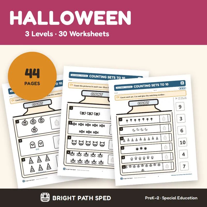 Halloween Math K-1 Cut and Paste, image 1 of 4