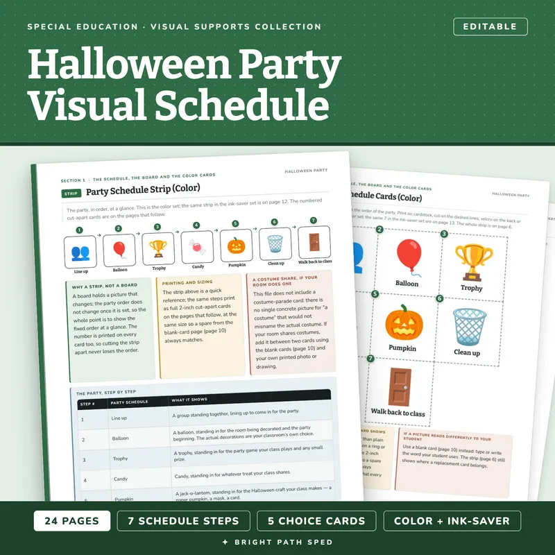 Halloween Party Visual Schedule and Choice Board Editable, image 1 of 4