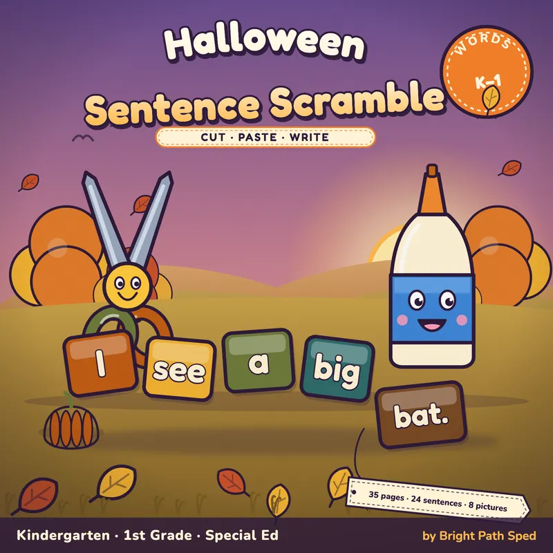 Halloween Sentence Scramble Worksheets, image 1 of 4