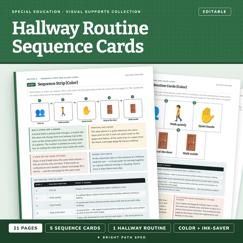 Hallway Routine Visual Schedule Cards, image 1 of 4