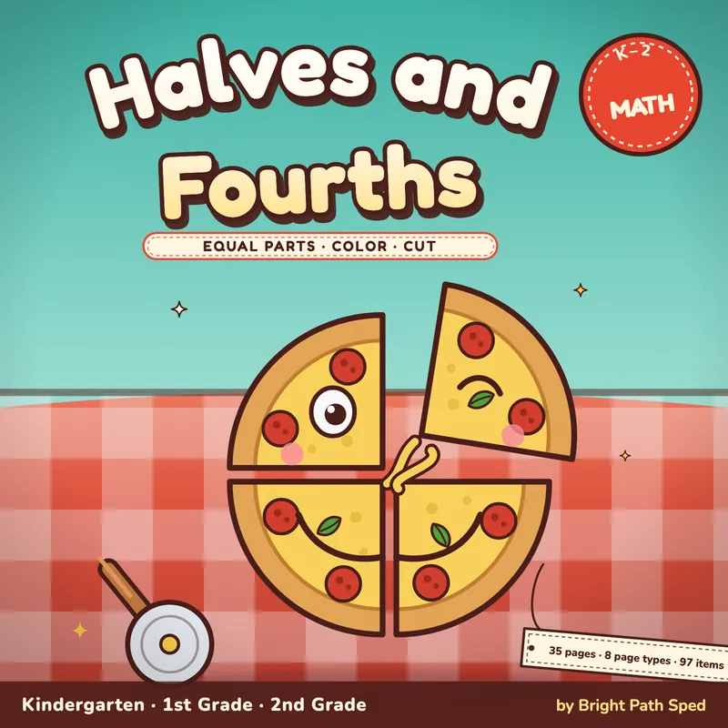 Halves and Fourths Worksheets, image 1 of 4