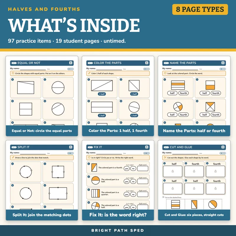 Halves and Fourths Worksheets, image 2 of 4