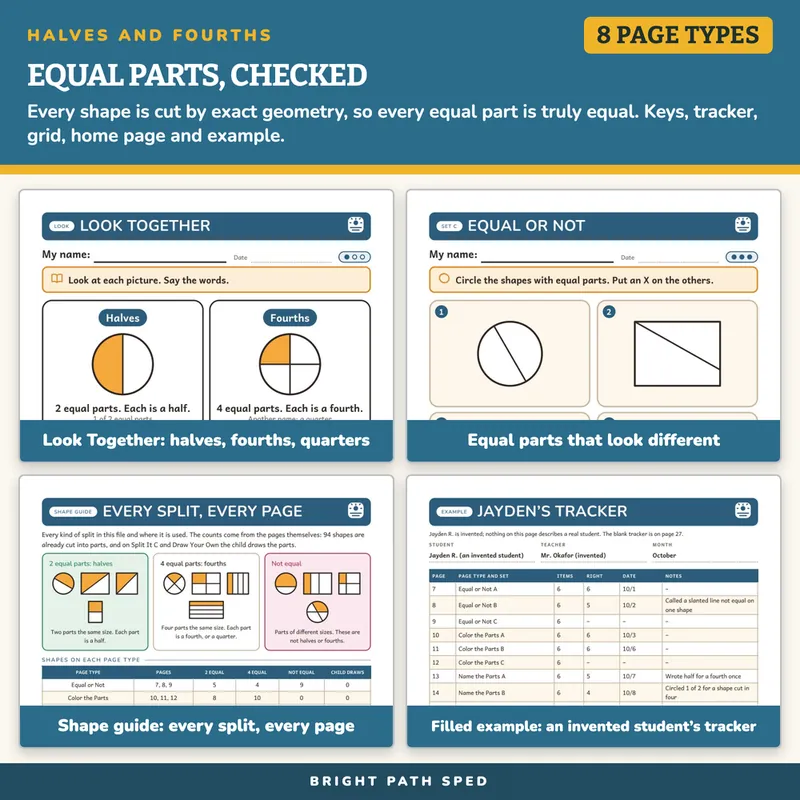 Halves and Fourths Worksheets, image 3 of 4
