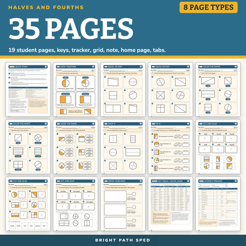 Halves and Fourths Worksheets, image 4 of 4