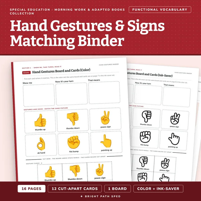 Hand Gestures & Signs Matching Binder, image 1 of 4